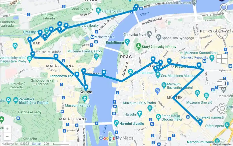 bir günde prag nasıl gezillir haritalı