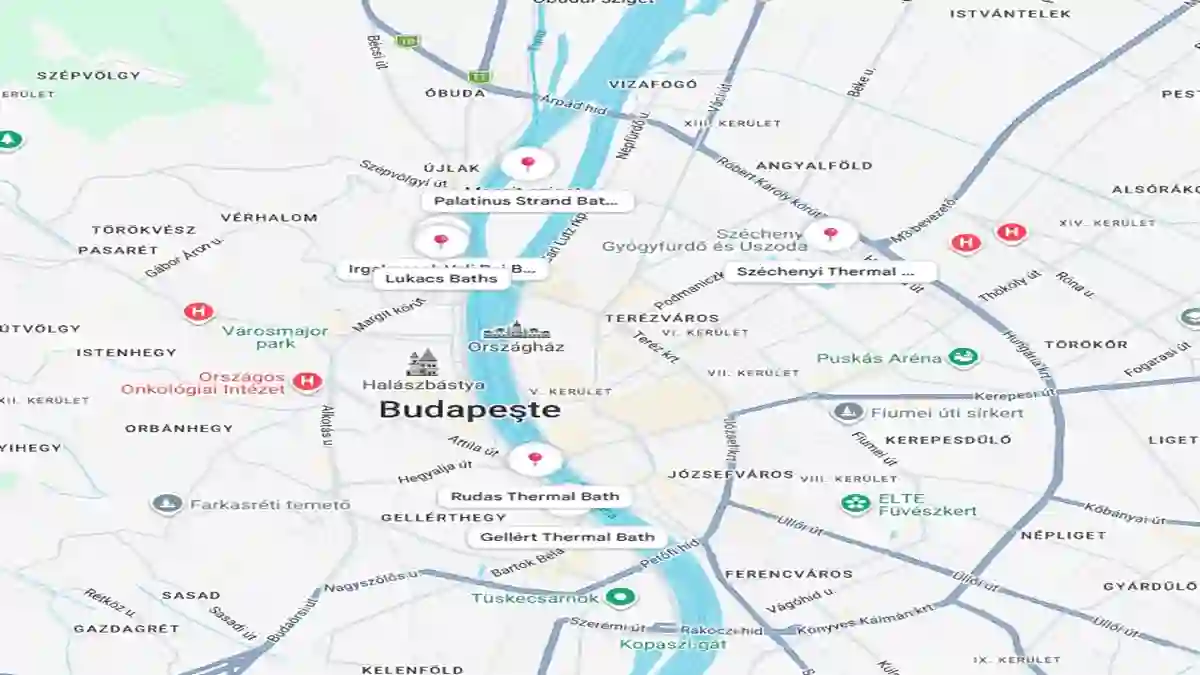 Budapest Thermal Baths Map